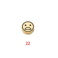 Polished gold stainless steel bead charm with sad face emoji engraving for DIY jewelry - Expression 22