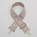 Ethnic wide shoulder strap with purple and beige geometric embroidery and gold hardware - No. 485 Silver Hook