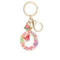 Resin letter O keychain with colorful fruit slices, pink tassel and golden lobster clasp - Letter O