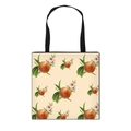 Sac shopping pliable en toile avec imprimé de pêches vintage et bandoulières noires - Imprimé Floral Pêche Rétro