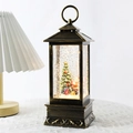 Bronze vintage Christmas lantern with Santa Claus and snowflakes decoration - Large Square Lantern with Water - Christmas Tree