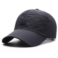 Dark navy embroidered baseball cap with breathable laser-cut holes for sports - Adjustable / Navy Blue