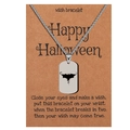 Detail of silver stainless steel bat pendant on a Happy Halloween branded backing card - Bat Pattern (D0943-1)