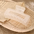 Minimalist cream apricot square hair claw clip in matte finish for women - 8.5cm Jelly White
