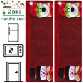 2pcs Christmas burlap handle covers featuring polar bear and snowman for refrigerators - Horizontal Snowman & Bear 2-Piece Set