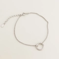 S925 sterling silver chain bracelet with round clasp and adjustable extender link - Pressed Light Bracelet (Platinum)