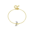 Elegante bracciale libellula in argento sterling S925 dorato con accenti in zircone bianco - Argento 925 / Placcato Oro 18K [Ape A]