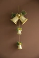 Golden Christmas bell pendant with pine needles and bow 30x75cm festive decoration - 75CM Bell String / Gold