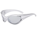 Occhiali da sole sportivi futuristici Y2K argento per moda outdoor e ciclismo - Montatura Argento Lenti Specchiate Argento