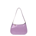 Minimalist purple glossy patent leather shoulder bag with golden zipper in candy color - Purple