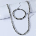 Set collana e bracciale a catena cubana argento lucido con dettaglio chiusura a moschettone - Set Collana e Bracciale / Argento