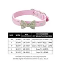 Pink leather pet collar size chart with crystal bow and neck circumference dimensions - Size XXS (1.0x25cm) / Pink