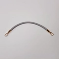Detail of grey silicone purse handle with polished gold metal lobster clasps - Grey with Gold Hook