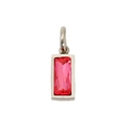 Silver square stainless steel pendant featuring a radiant rectangular red zircon stone - July Steel (Pink Zirconia)