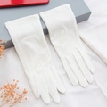 White cotton sunscreen gloves with breathable mesh finger panels and touch screen feature - One Size / White