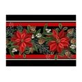Christmas placemat with poinsettia, pine cones, and red black stripes patterns - 32x21cm / CD105-9 Black Background Red Stripe Floral (Waterproof Polyester Linen)