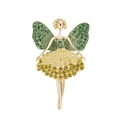 Golden fairy brooch with green and yellow rhinestones set in high-quality alloy metal - Flower Fairy (Green Yellow)
