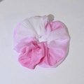 Pink and white chiffon organza scrunchie with translucent texture for hair styling - 7 Pink White Ombre