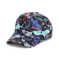 Casquette de baseball pour enfants noire avec imprimés requins colorés et texte - Requin Coloré Noir