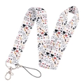 Detail of medical theme polyester lanyard with doctor prints and metal lobster clasp - Doctor Pattern-White