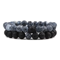 Ensemble de bracelets en pierre de lave et agate pour huiles essentielles femme - Noir & Gris Foncé (Agate Noire & Pierre de Lave)