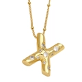Collier plaqué or avec pendentif en X orné de zircons et chaîne à maillons perlés fins - Lettre X