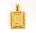 Collana in acciaio inossidabile placcato oro 18K con ciondolo a lettera D rettangolare - Lettera D (SP598G-D)