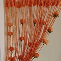 Orange decorative string curtain with artificial roses and metallic silver thread - Orange