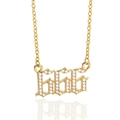 Gold gothic necklace with number 666 pendant and white micro-set cubic zirconia - Gold-666