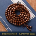 108-piece Black Rosewood barrel beads bracelet with traditional Chinese knot on bamboo - Black Rosewood