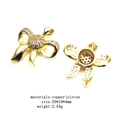 Golden bow pendant in copper with micro-inlaid zircons shown from front and back view - Bowknot (7)