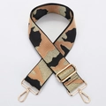 Tracolla larga regolabile per borsa con motivo mimetico e fibbie in oro lucido - No. 224 Camo Geometrico Oro Verde - Gancio Dorato