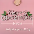 Targhetta Merry Christmas argento da 24,5cm con glitter e decorazioni natalizie - 24,5 cm Argento
