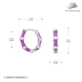 Detailed dimensions of purple enamel S925 sterling silver bamboo style earrings - 925 Silver / Purple