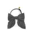 Gray bow pet collar with adjustable strap and small gold bell for cats and dogs - S / Grey Bow/Black Buckle