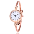 Elegant rose gold bangle watch with twisted rope metal strap and Roman numeral dial - Rose Gold White Dial Roman Numerals