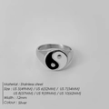 Minimalist stainless steel Yin Yang Tai Chi signet ring in silver for men and women - US5 / Steel