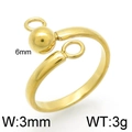 Minimalist golden stainless steel adjustable ring base with 6mm bead and DIY loops - Gold Style 1 (KLJ3919-Z)