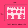 Detail view of 26x18cm plastic stencils with hexagon and flower patterns for DIY crafts - Pink Hexagon Template 78045