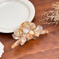 Orange marble acetate flower claw clip with crystal accents on a wooden background - Floral Coffee-13cm