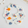 Soft 100% cotton gauze baby bib featuring colorful space and rocket cartoon prints - Gauze Flower Bandage - Rocket Airplane