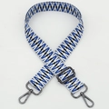 Ethnic blue and white geometric woven replacement shoulder strap with metal swivel hooks - No.284 Gunmetal Hook