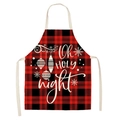 Red and black buffalo plaid Christmas apron with white Oh Holy Night festive print - A14-Red Black Plaid Oh Holy Night