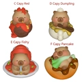 Set of four unique Capybara 3D figurines in cute cartoon styles for desktop decoration - Capybara Foodie - Whole Box 6pcs