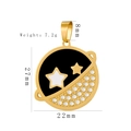 Pendente stella dorato con finitura in smalto nero e misure dettagliate della taglia - Stile Tondo Stella e Luna (HD-71)