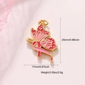 Pink ribbon butterfly pendant in gold-tone copper with enamel for DIY jewelry making - A0390 Butterfly Ribbon