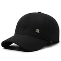 Casquette de baseball noire d'hiver pour homme avec cache-oreilles et logo SRL - Réglable / Noir
