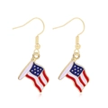 Zinc alloy American flag star earrings with red, white and blue enamel and gold hooks - Style 29-USA Flag Rectangular Flag Earrings