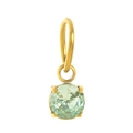 Dettaglio del ciondolo in cristallo verde chiaro con montatura a griffe in oro 18K - Marzo - Pendente Singolo