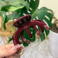 Elegante pinza para el pelo color burdeos de acetato con logo dorado artesanal - Rojo Ancora-Etiqueta Dorada Engrosada Grande
